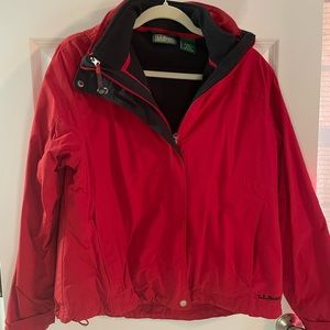 LL Bean 3 in 1 womens winter jacket.  Color Red w/black fleece. Size Medium.